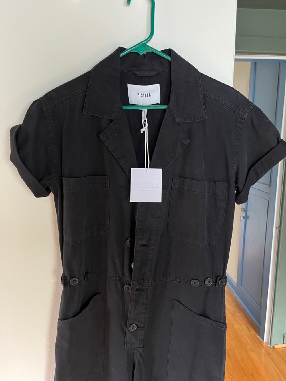 Pistola Grover Black Short-Sleeve Jumpsuit sz S NWT - Picture 3 of 9